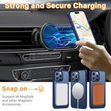 Magnetic For Iphone 15 Pro Max Case [Compatible With Magsafe] With 2X Screen Protector, Military-Grade Slim Shockproof Phone Cover Translucent Matte Anti-Fingerprint For Iphone 15 Promax, Blue