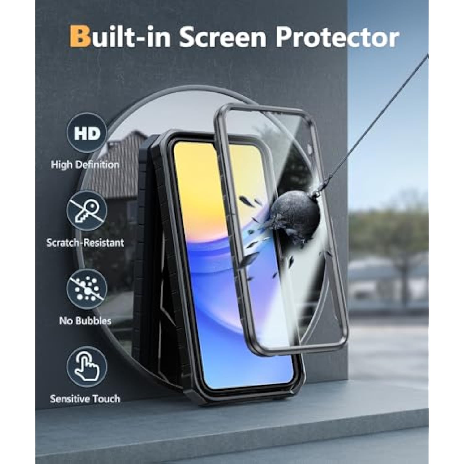 For Samsung Galaxy A15-5G Case: Military Grade Drop Proof Protection Phone Cover With Kickstand | Heavy Duty Rugged Full Body Protective Shockproof Matte Textured Tpu Cases - 6.5 Inch (Black)