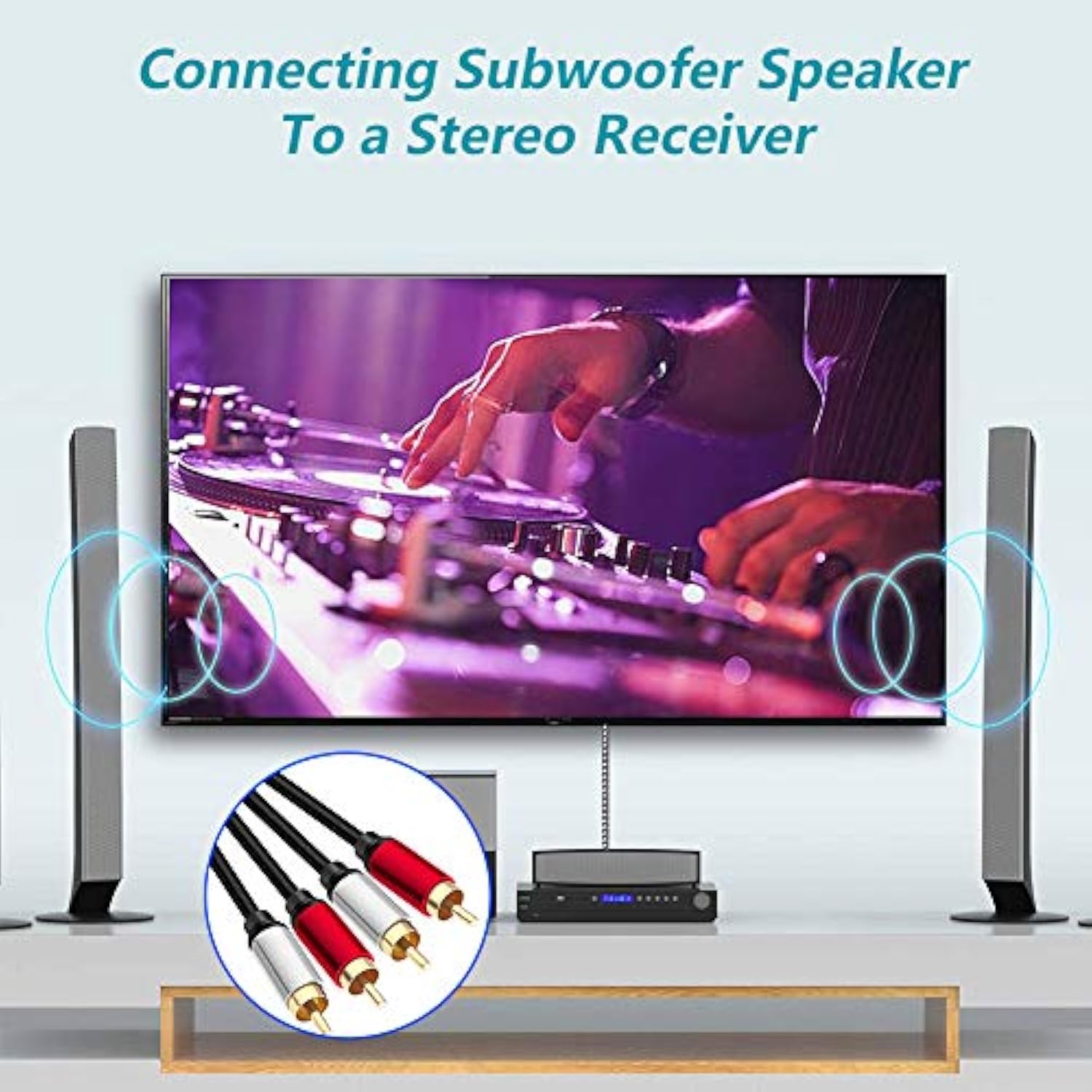 2Rca Male To 2Rca Male Stereo Audio Cable 25 Ft,Dual Shielded Gold-Plated Rca