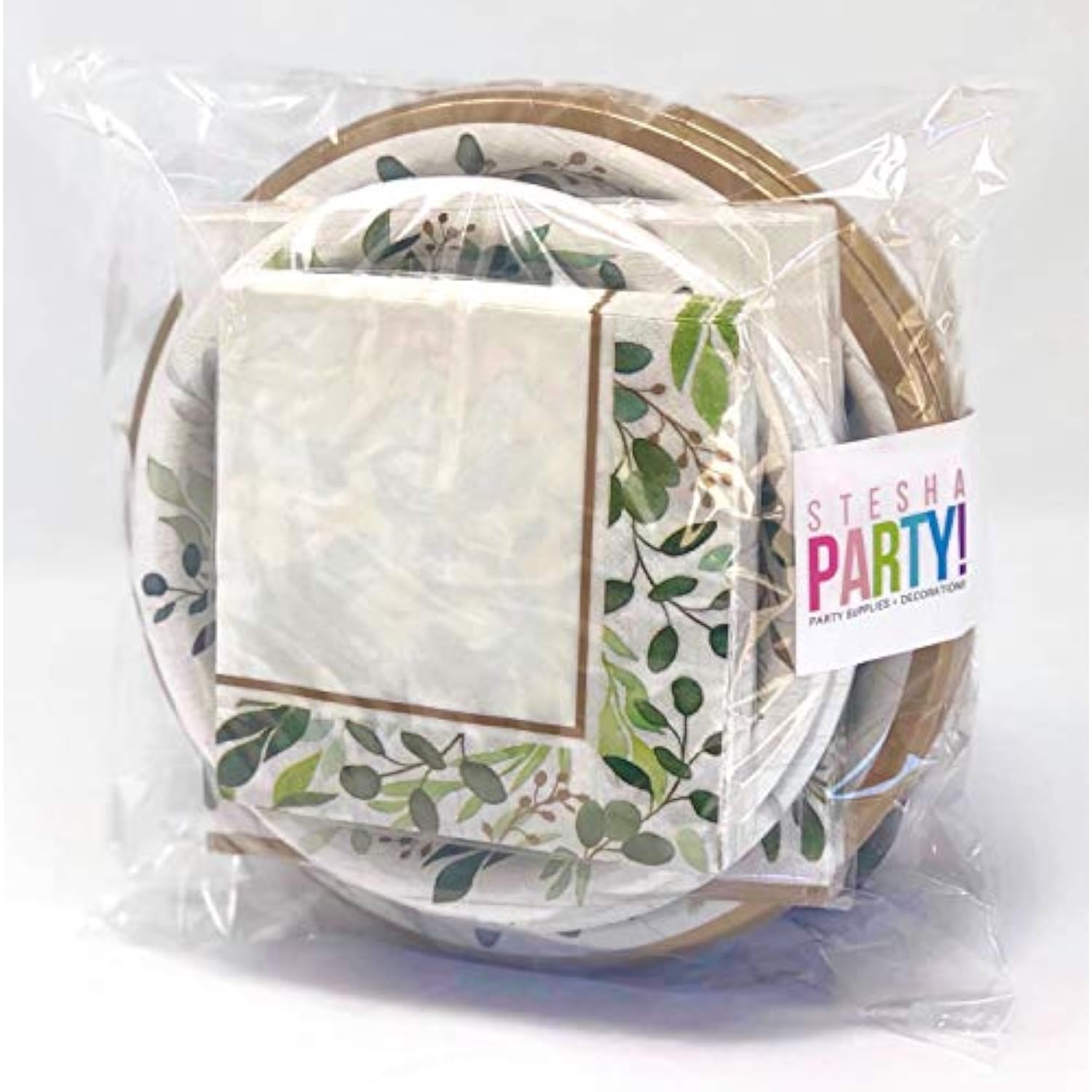 Eucalyptus Greens I Do Bridal Shower Plates And Napkins Wedding Set (64 Pieces)
