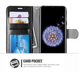 Galaxy S9 Premium PU Leather Wallet Flip Protective Case Cover with Card Slots and Kickstand for Samsung Galaxy S9 (Black)