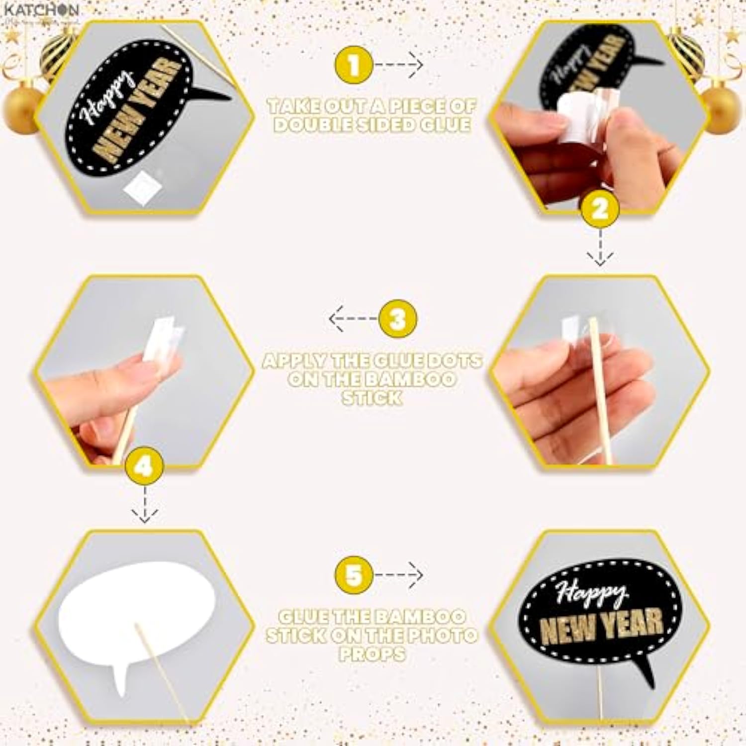 32 Pc 2026 Glitter New Year Photo Booth Props for Party Decorations