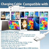 Usb A To Micro Usb Cable 10Ft Usb Charging Block 5V 2A Power Adapter Compatible Fo Samsung Galaxy Tab A, E, S, S2, 3, 4, 7.0" 8.0" 8.4" 9.6" 9.7" 10.1" 10.5" Lte Samsung Tablet Charger Micro Cord Port