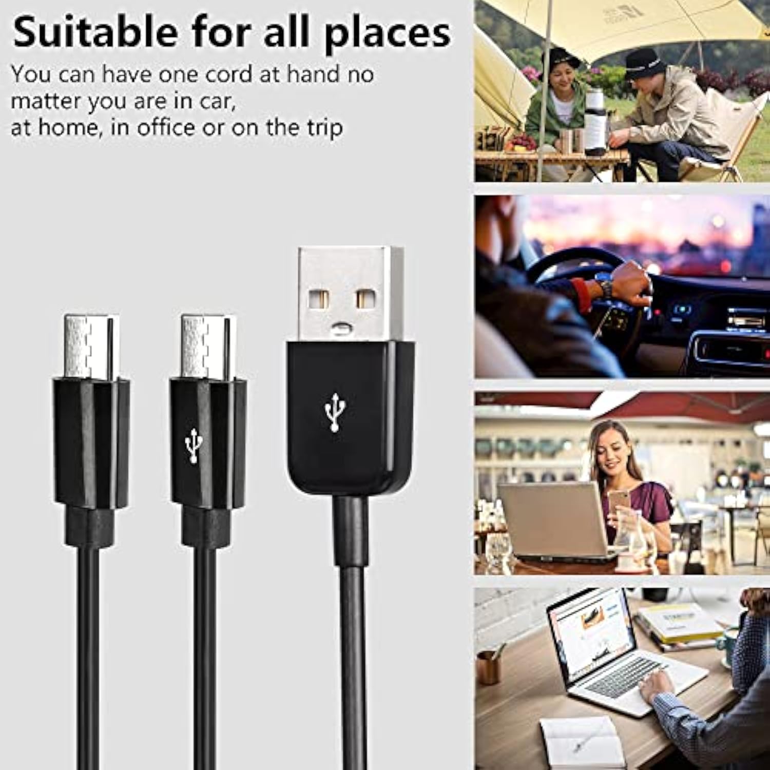 Usb Type C Splitter Charging Cable,1Ft 4 In 1 Multi Charging Cable, Usb A To 4