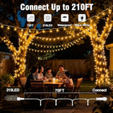 210 Leds Warm White Led String Lights – 70Ft Transparent Wire, Waterproof & Connectable Christmas Tree Lights For Indoor Outdoor Holiday Décor