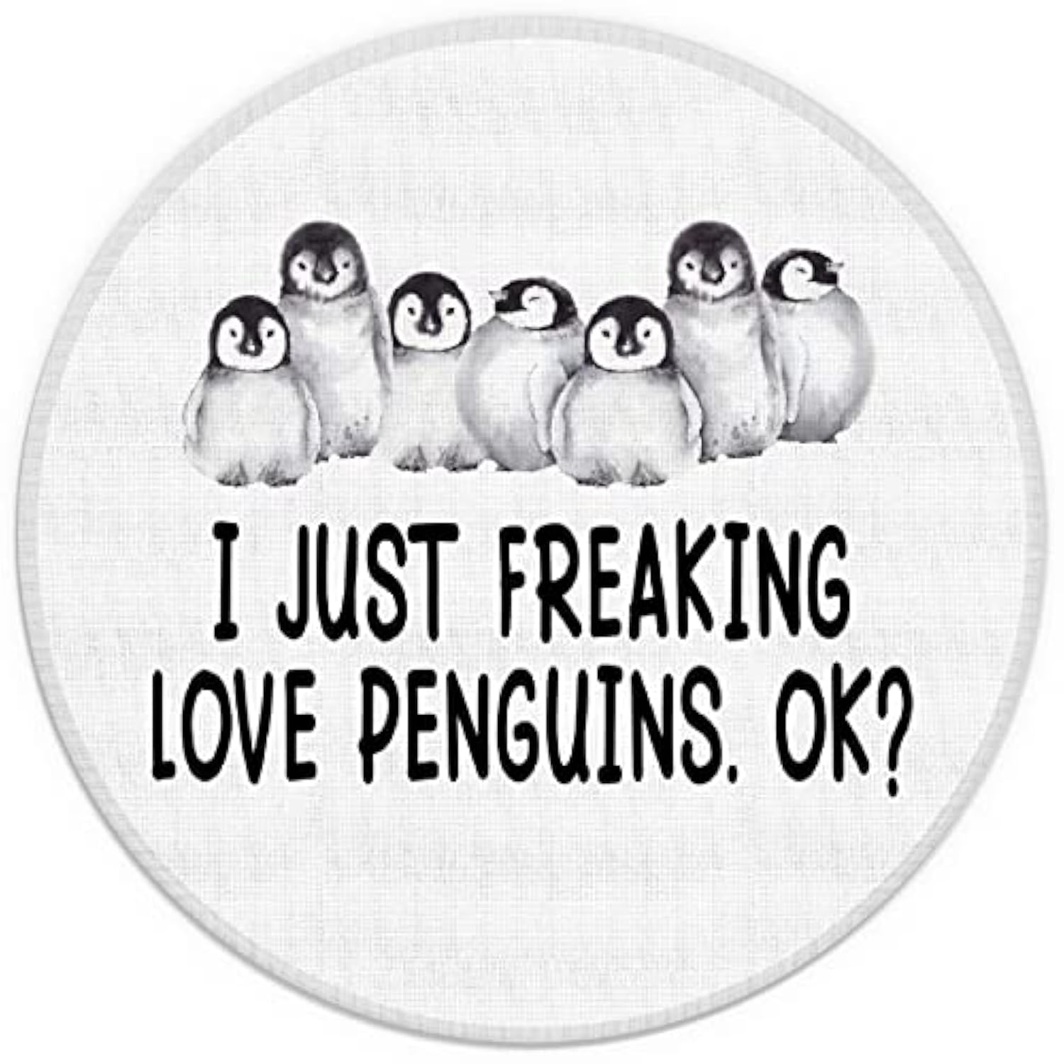 I Just Freaking Love Penguins Ok Small Mouse Pad 7.9X7.9 Inches,Washable Round Cloth Mousepad For Office Laptop Computer,Non-Slip Rubber Base Mouse Pads For Wireless Mouse,Penguin Lovers Girls Gift