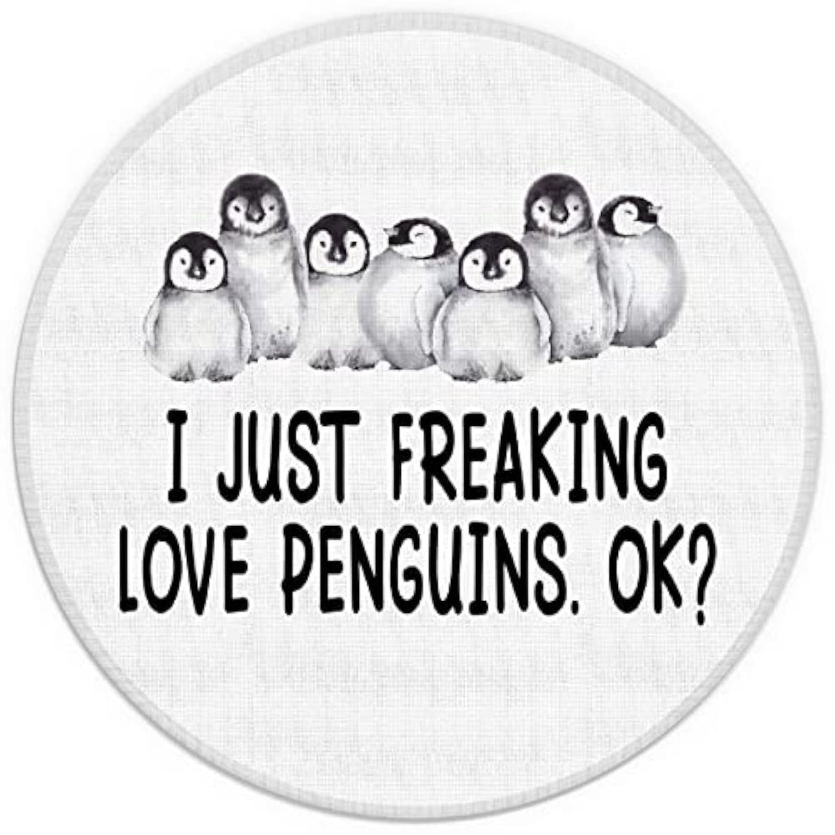 I Just Freaking Love Penguins Ok Small Mouse Pad 7.9X7.9 Inches,Washable Round Cloth Mousepad For Office Laptop Computer,Non-Slip Rubber Base Mouse Pads For Wireless Mouse,Penguin Lovers Girls Gift