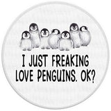 I Just Freaking Love Penguins Ok Small Mouse Pad 7.9X7.9 Inches,Washable Round Cloth Mousepad For Office Laptop Computer,Non-Slip Rubber Base Mouse Pads For Wireless Mouse,Penguin Lovers Girls Gift
