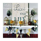 Golden Black Triangle Banner Pennant Bunting 15Pcs 10Ft Birthday Gatsby Decor