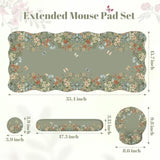Desk Mat Set, Desk Mat With Wrist Support Stitched Edges, Large Mouse Pad With Wrist Rest, Mouse Pad For Computer Keyboard Home Office Women (Green)