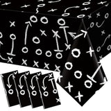 4 Pack Football Tablecloths, Football Themed Tablecloths Party Favor Supplies, Disposable Plastic Rectangle Table Covers For Sports Birthday Party Decoration, 108 X 54 Inch(Black)