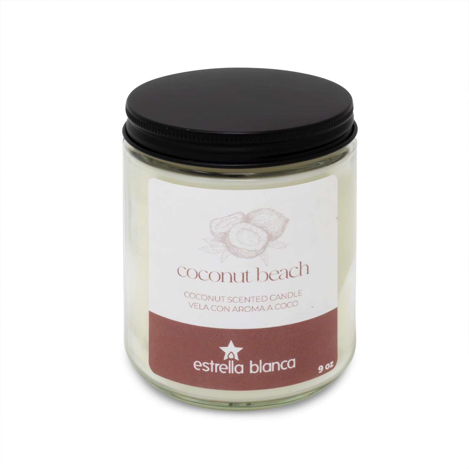 Coconut Beach Scented Candle 9Oz, Tropical Soy Wax Candle For Home Scented, Up To 150 Hour Burn, Aromatherapy & Relaxation, Gift For Women & Men, Beach Decor Candle