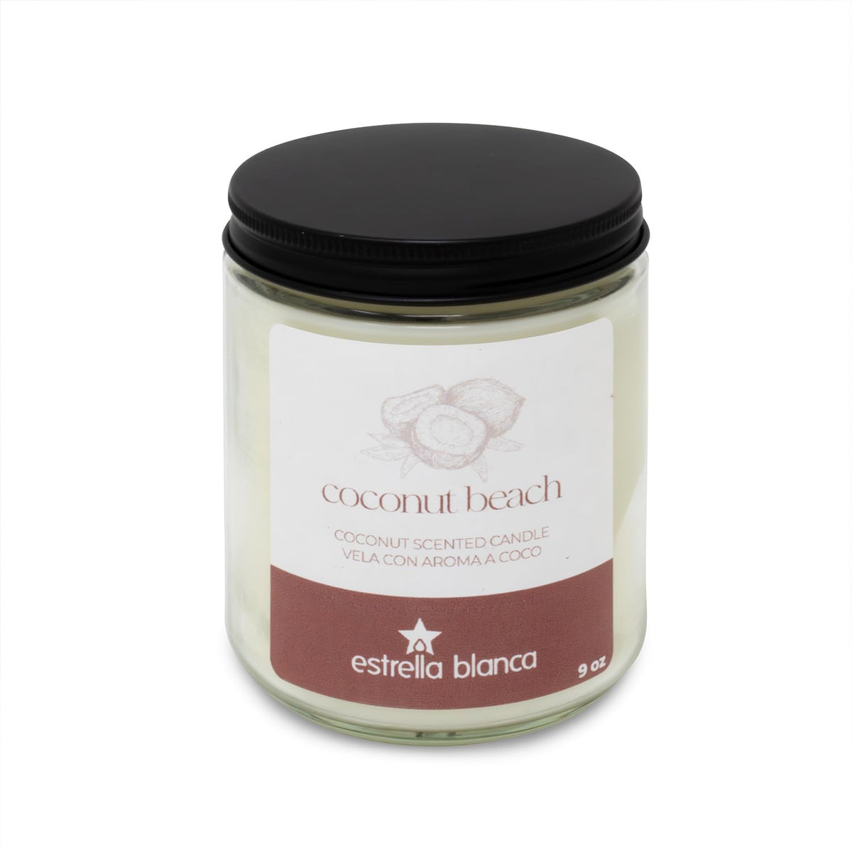 Coconut Beach Scented Candle 9Oz, Tropical Soy Wax Candle For Home Scented, Up To 150 Hour Burn, Aromatherapy & Relaxation, Gift For Women & Men, Beach Decor Candle