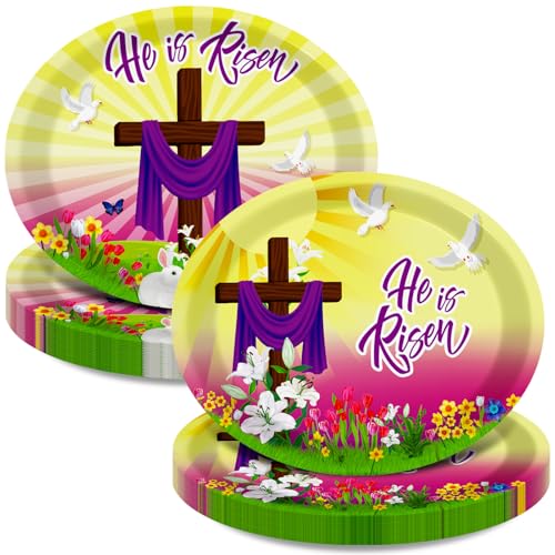 50 Count Easter He is Risen Oval Paper Plates