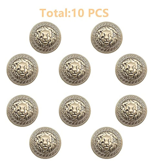 10Pcs 25Mm Lion Gold Metal Blazer Buttons For Blazers, Suits, Sport Co