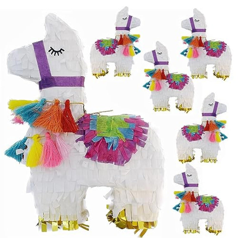 Mini Llama Pinatas 6 Pack - Small Birthday Pinata Party Favors For Adults & Kids - Cinco De Mayo, Gender Reveal & Mexican Fiesta Party Decorations