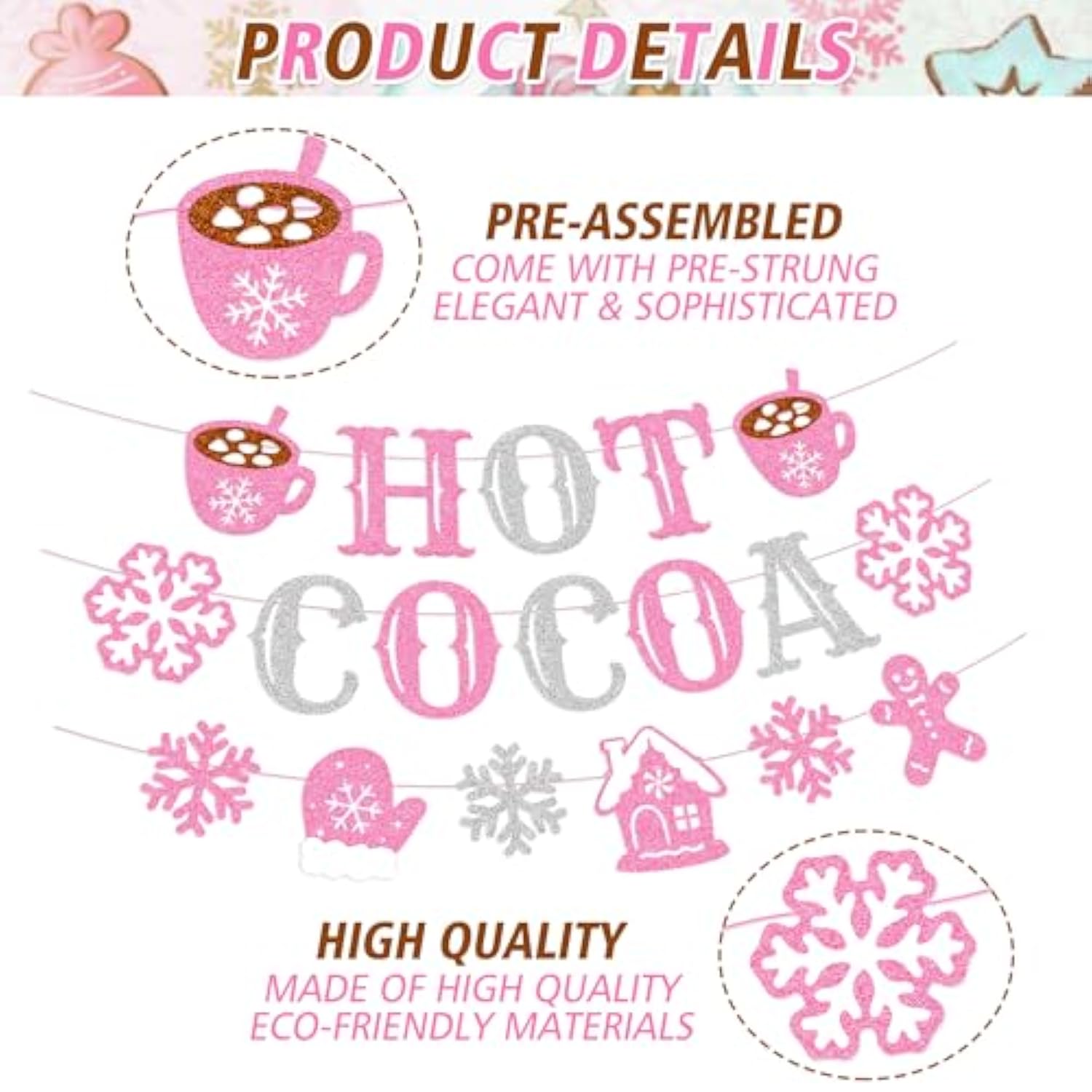 Hot Cocoa Banner Christmas Hot Chocolate Bar Winter Holiday Party Decorations
