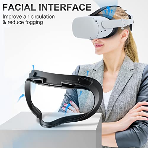 Face Cover Pad & Glasses Spacer Compatible With Oculus/Meta Quest 2 Accessories, Enhanced Comfort, And Prevent Your Glasses From Scratching Vr Lenses (Black)