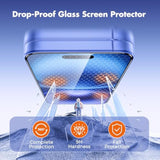 3-Pack Screen Protector For Iphone 16/15, Shatterproof Tempered Glass [Easy Installation Frame] [99.99% Hd Clear] [Case Friendly] [9H Hardness] [Full Coverage] For Apple 6.1 Inch