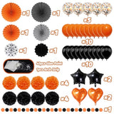 Black Orange Party Decorations Balloon Garland Paper Pompoms for Halloween Decor