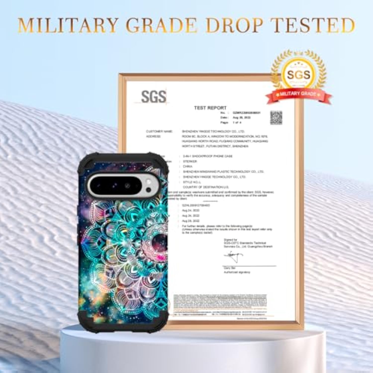 For Google Pixel 9 Pro Xl Case, Shockproof Heavy Duty Protection Hard Plastic+Silicone Rubber Bumper Hybrid Protective Case For Google Pixel 9 Pro Xl 6.8" 2024 Mandala In Galaxy