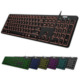 Backlit Usb Wired Full Size Keyboard With Media Hotkey For Pc And Laptop