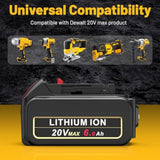 2Pack 20V 6.0Ah Replacement For Dewalt Battery Compatible With Dewalt 20V Max Xr Tools Dcb200, Dcb201, Dcb203, Dcb204, Dcb205, Dcb181, Dcb180, Dcb206, Dcd/Dcf/Dcg Series Cordless Power Tools