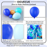 Under The Sea Balloon Arch Kit -156Pcs Blue Teal Dusty Blue Orange Long Balloon Garland Kit for Ocean Themed Under The Sea Baby Shower Ocean Animals Theme Birthday Party Decorations