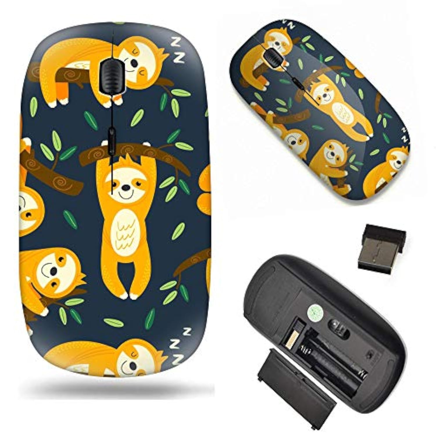 Unique Pattern Optical Mice Mobile Wireless Mouse 2.4G Portable For Notebook, Pc, Laptop, Computer - Cartoon Pattern With Funny Sloths
