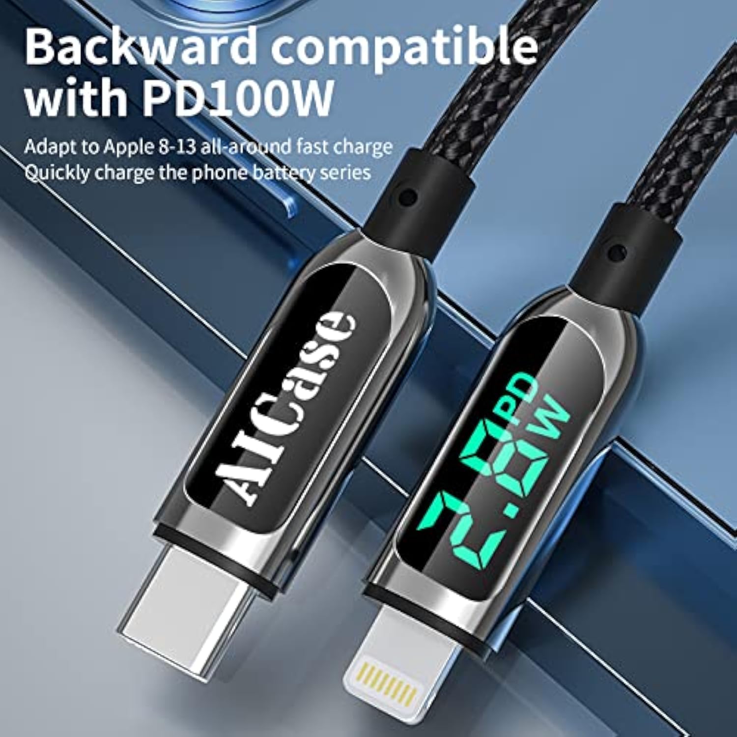Usb C To L Ightning Cable, 4Ft Charging Syncing Cord With Led Display Compatib