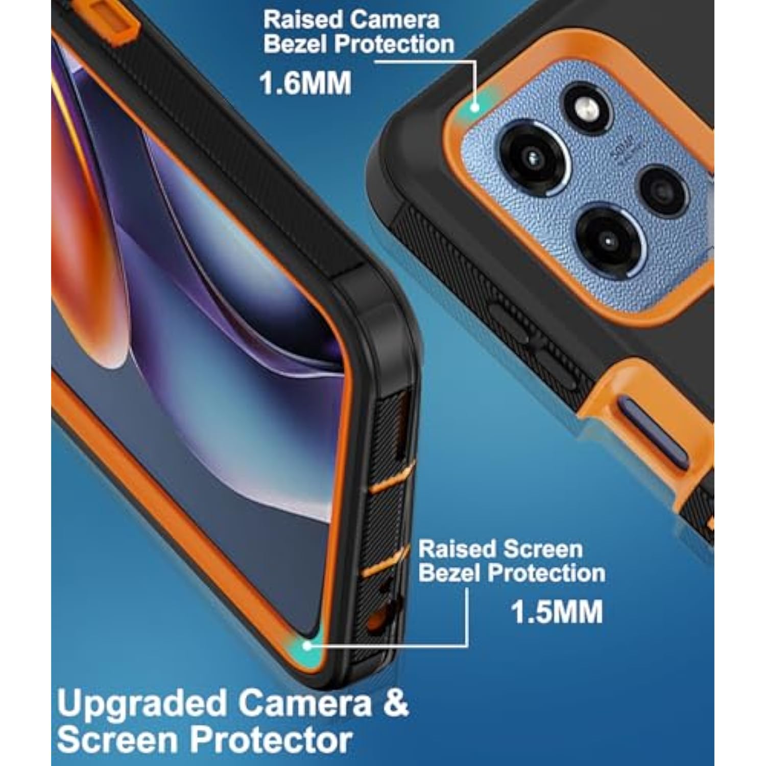 For Moto G 5G 2025 Case, With 2 Screen Protector Heavy Duty Drop Protection,Full Body 3 In 1 Rugged Shockproof Dust-Proof Protective Phone Cover For Motorola Moto G 5G 2025 (Orange)