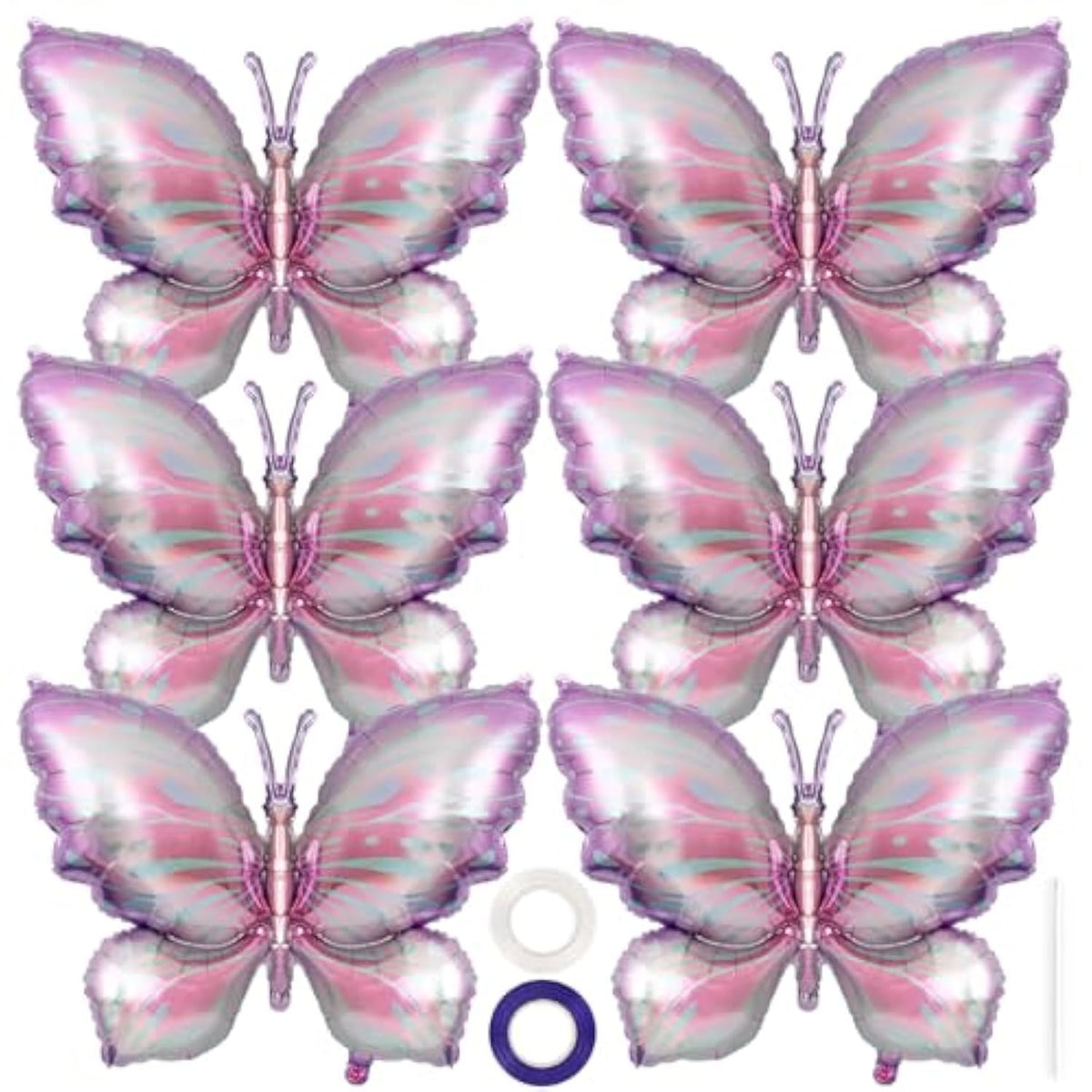 6 Pieces Purple Butterfly Balloons, Butterfly Foil Mylar Balloons,Butterflies Baby Shower Decoration For Butterflies Themed Party Wedding Birthday Party Baby Shower Decorations Supplies(Purple)