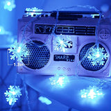 Christmas Lights, 20 Ft 40 Led Blue Snowflake String Lights Battery Operated Fairy Lights Hanging Lights For Bedroom Pat