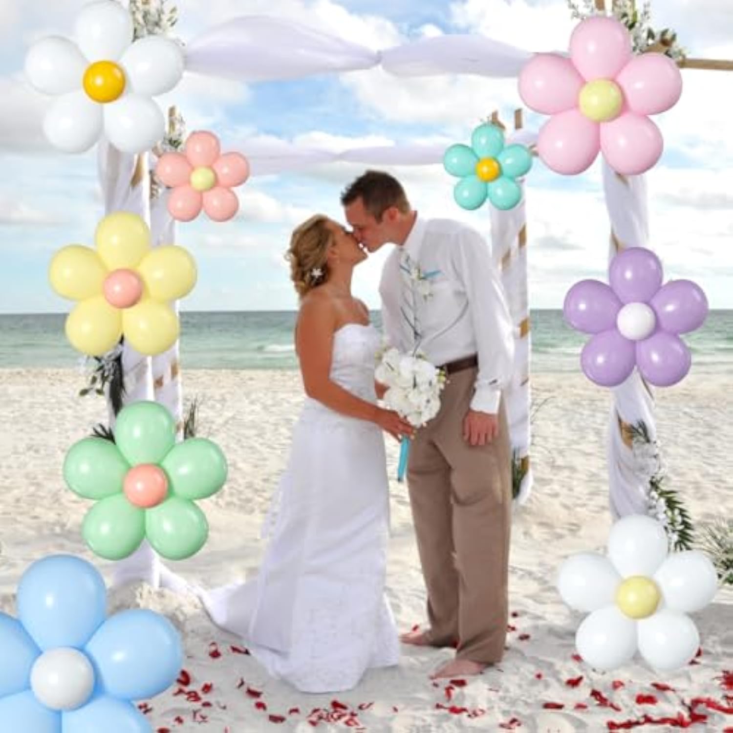 Daisy Balloon Flower Kit: Pastel Boho Party Decor (16-Piece Set)