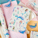 Reversible Mermaid Wrapping Paper Roll,Metallic Foil Whale,Turtle And Sea Creature With Pink Polka Dot For Kids,Girlsbirthday,Baby Shower,Mini Roll (17 In X 32.8 Ft)