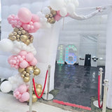 Pink And Gold Balloon Garland Arch Kit With Long Balloons, 5 10 12 18 Inch Pastel Pink White Metallic Gold Balloons For Girls Birthday Baby Shower Wedding Bridal Shower Party Decorations