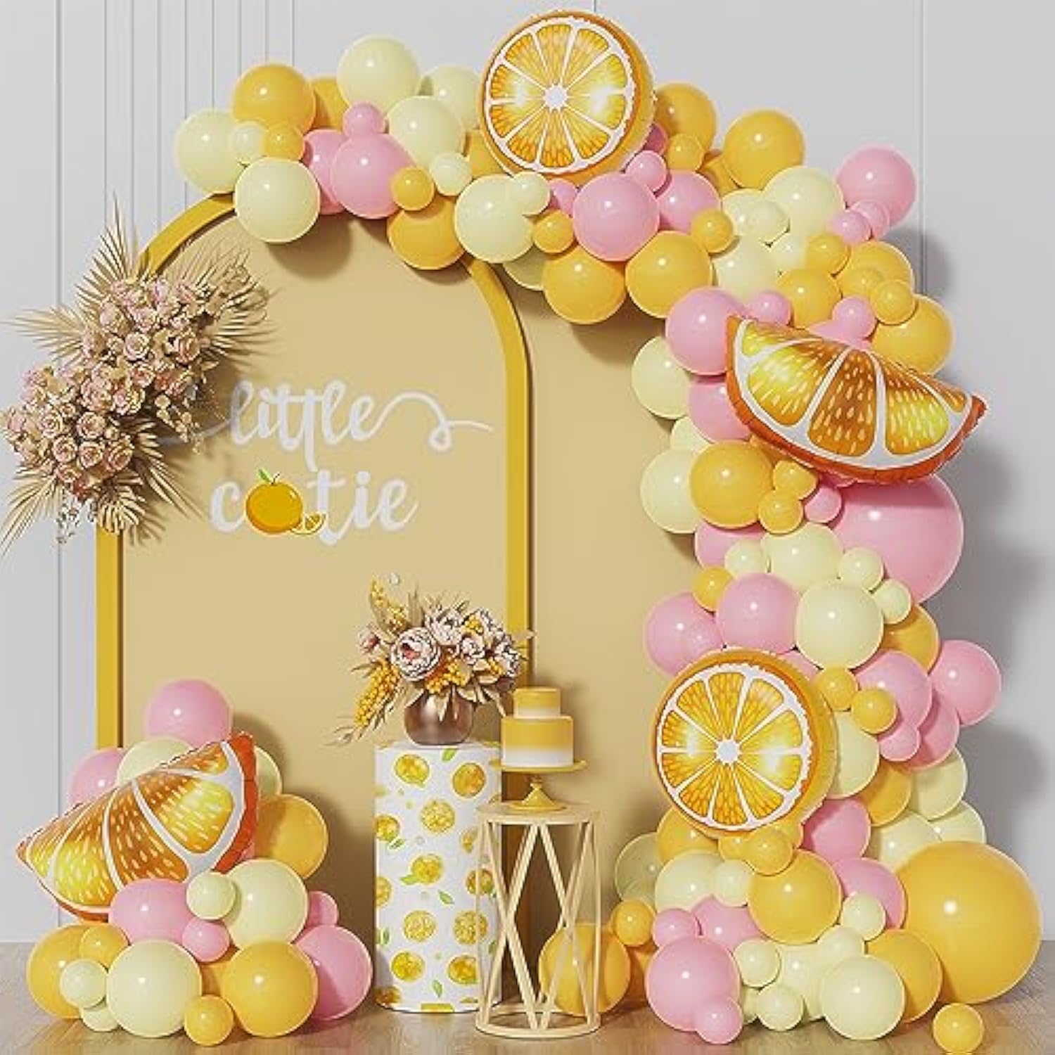 143Pcs Lemon Balloon Arch Garland Kit Pastel Yellow Pink Lemon Yellow Balloons For Lemonade Birthday Party Main Squeeze Sunflower Sunshine Baby Shower Honeybee Theme Party Decorations