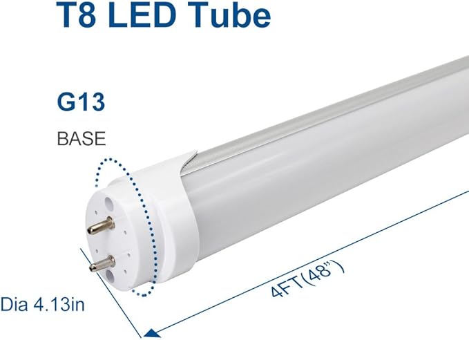 4 Pack 4FT LED T8 Light Tubes 18W 2000LM Warm White 3000K 3500K Dual End Ballast Bypass