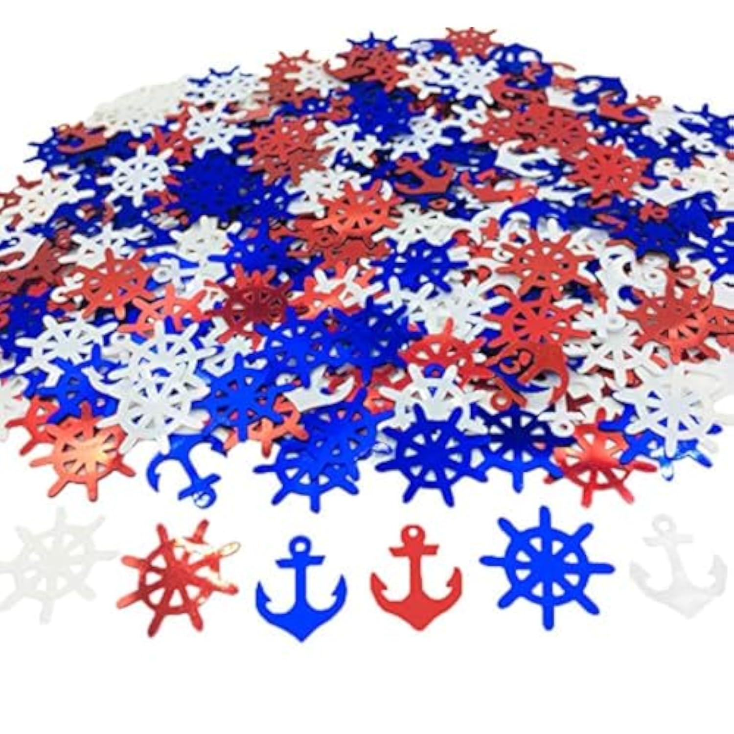 Anchor Rudder Confetti Patriotic Nautical Party Theme Nautical Baby Shower Nautical Cut Out Red White Blue Red White Blue 1.5 Ounce 1400 Pieces