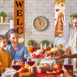 Welcome Fall Porch Banners Autumn Harvest Door Banner With Pumpkin Maple Leaves Gnome Pattern Thanksgiving Hanging Banners Autumn Home Decorations For Fall Indoor Outdoor Home Yard Wall Supplies