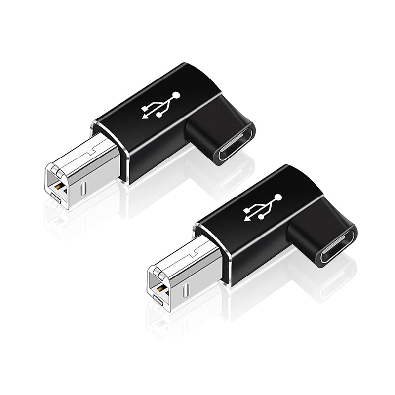 2 Pack Right Angle Usb B To Usb C Adapter, 90 Degree Type C Female To Midi Con