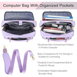 Laptop Briefcase For Women, Fashion 15.6 Inch Computer Sleeve Bag Case With Adjustable Shoulder Strap, Water Resistant Cute Purple Messenger Work Tote Bag Gifts For Women Nurse Teacher College