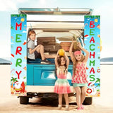 July Christmas Decorations, Coastal Christmas Party Door Banner Coastal Beach Merry Beachmas Garden Banner For Summer Party