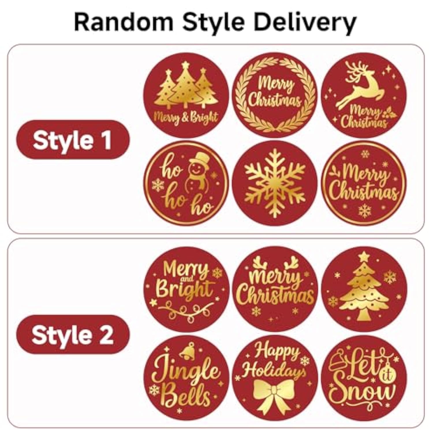 Merry Christmas Stickers - 2 Inch 120Pcs Merry And Bright Sticker Gold Foil Holiday Stickers Large Christmas Tree Snowflake Snowman Labels For Envelope Seals Cards Ornaments(Random Style)