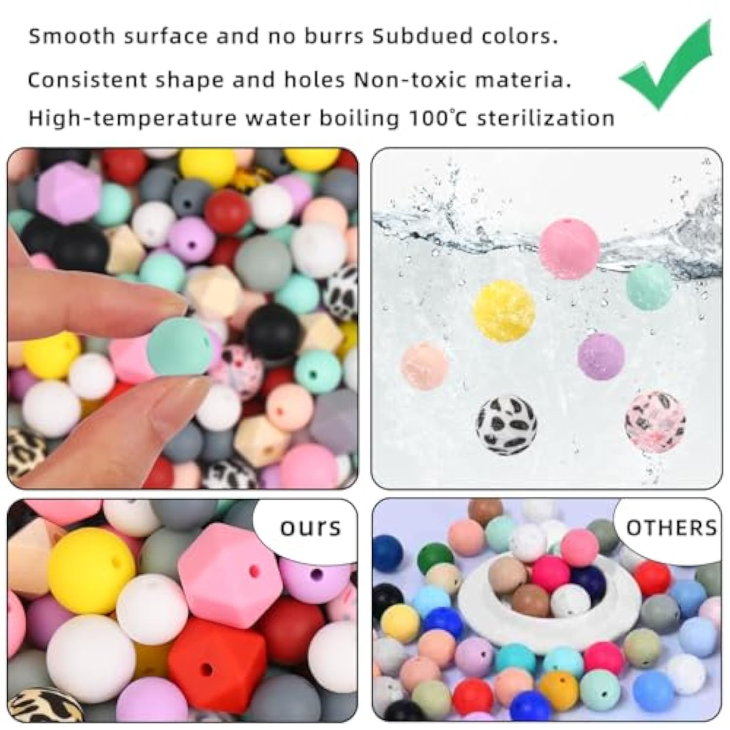 141pcs Silicone Beads Kit for Keychains, Bracelets & Crafts - 12mm, 14mm, 15mm