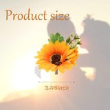 Artificial Sunflower Boutonniere, Bride And Groom Sunflower Wrist Corsage Set For Formal Parties And Weddings (1Pcs Bride Wrist Flower And 1Pcs Groom Corsage)
