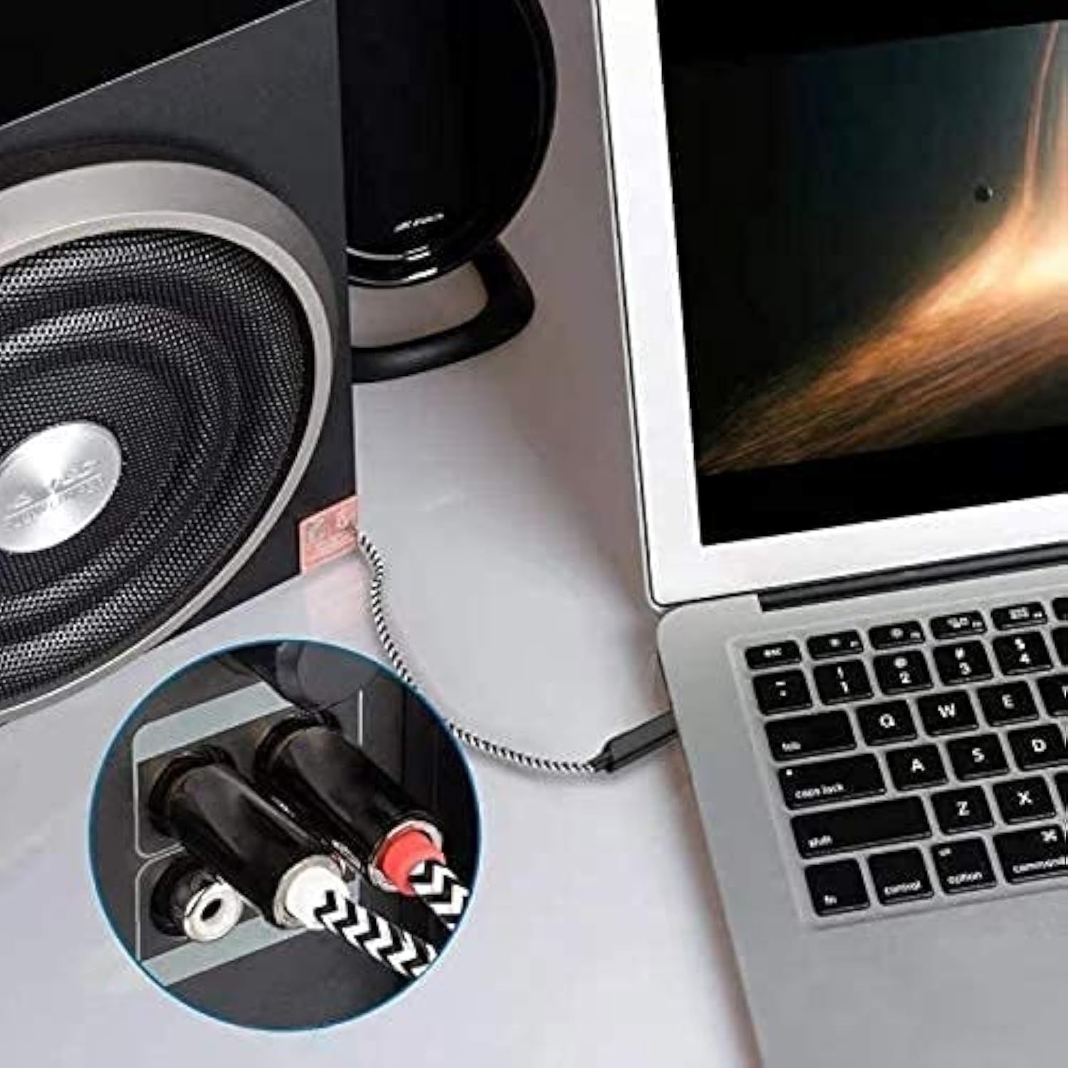 Usb To 2-Male Rca Audio Aux Cable For Pc Stereo Y Splitter Cord Jack Adapter C