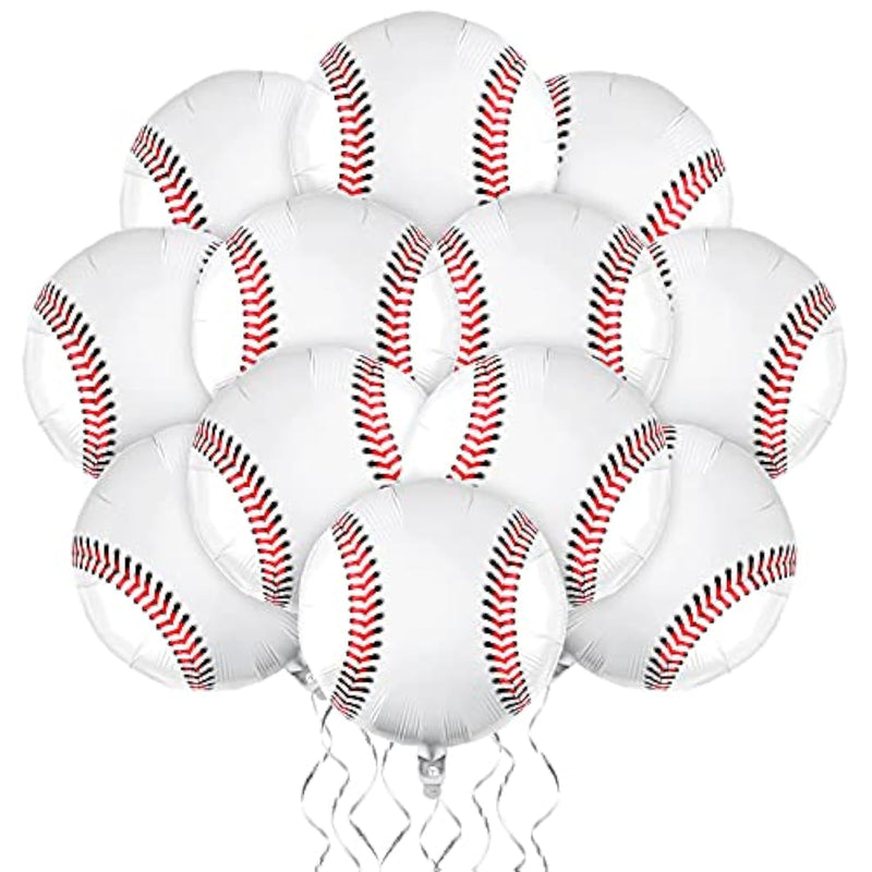 12 Pieces 18 Inches Baseball Balloons - Foil Mylar Baseball Themed Party Decorations For Birthday Party Supplies