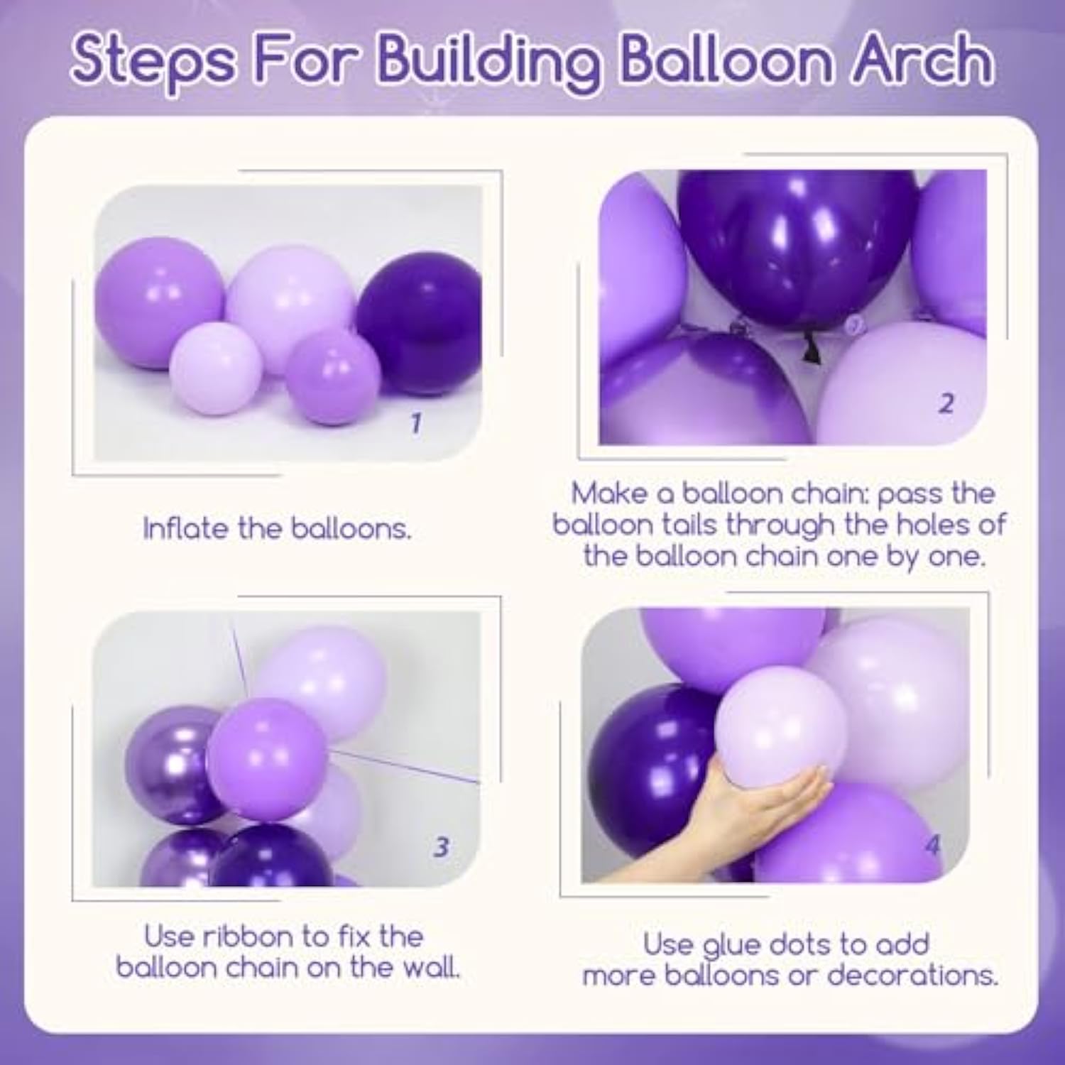 Purple Birthday Decorations: Metallic, Dark Pastel Purple Balloons, Fringe Curtain, Happy Birthday Banner For Women