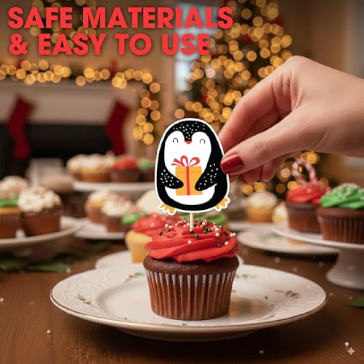 36-Piece Cute Penguin Cupcake Toppers for Birthday and Holiday Party Decor